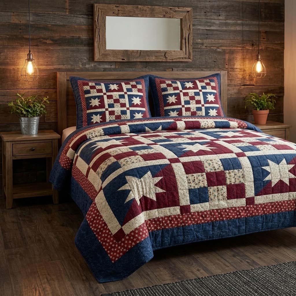 Americana 3-Piece Quilted Bedding Set NCU0QN088