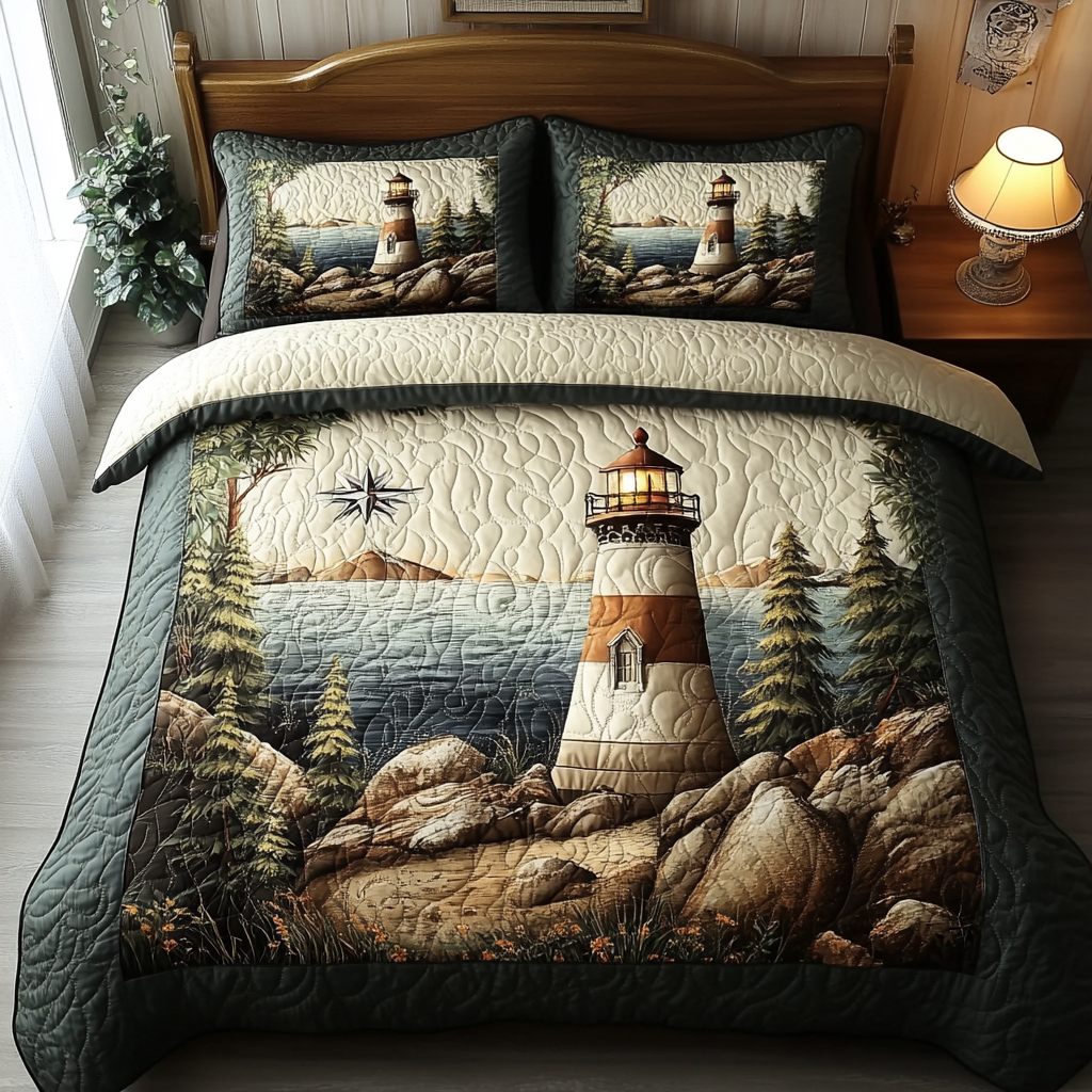 Coastal Calm 3-Piece Quilted Bedding Set NCU0PVL335