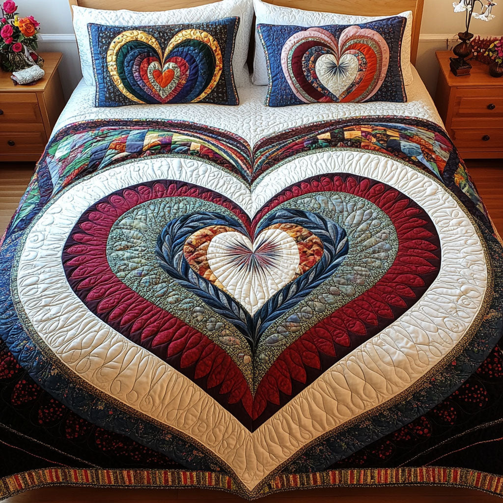 Eternal Heartbeat 3-Piece Quilted Bedding Set NCU0PTT114