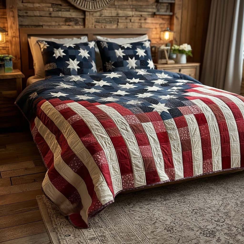 Americana 3-Piece Quilted Bedding Set NCU0QN088