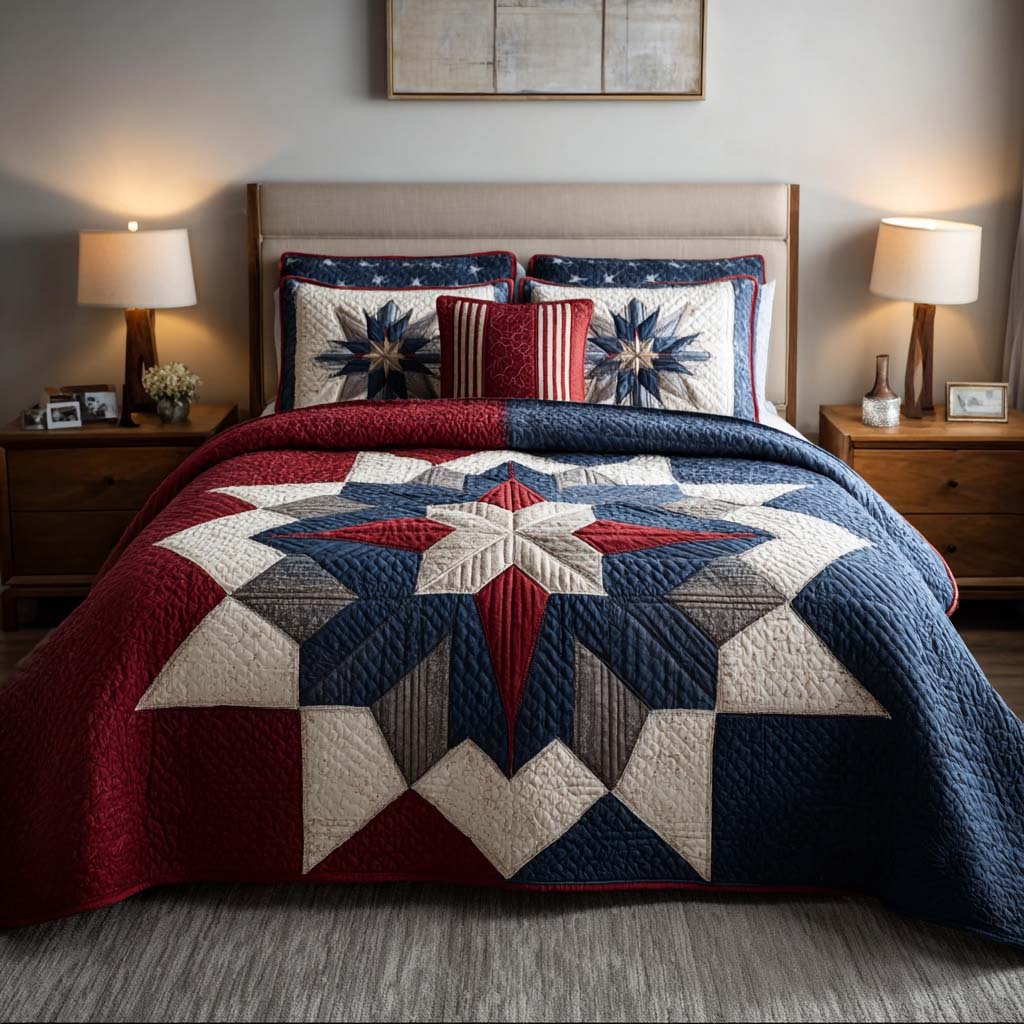 Americana 3-Piece Quilted Bedding Set NCU0QN088