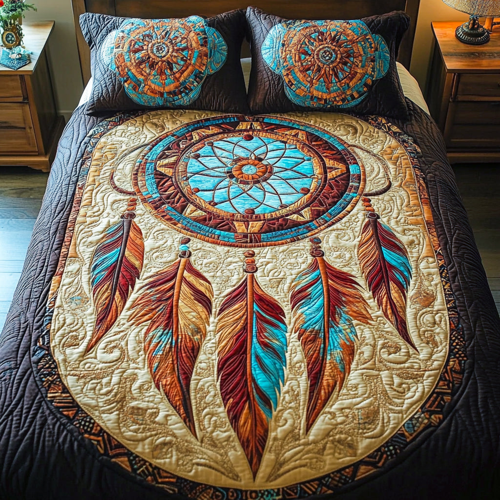 Midnight Dreamcatcher 3-Piece Quilted Bedding Set NCU0NNL042