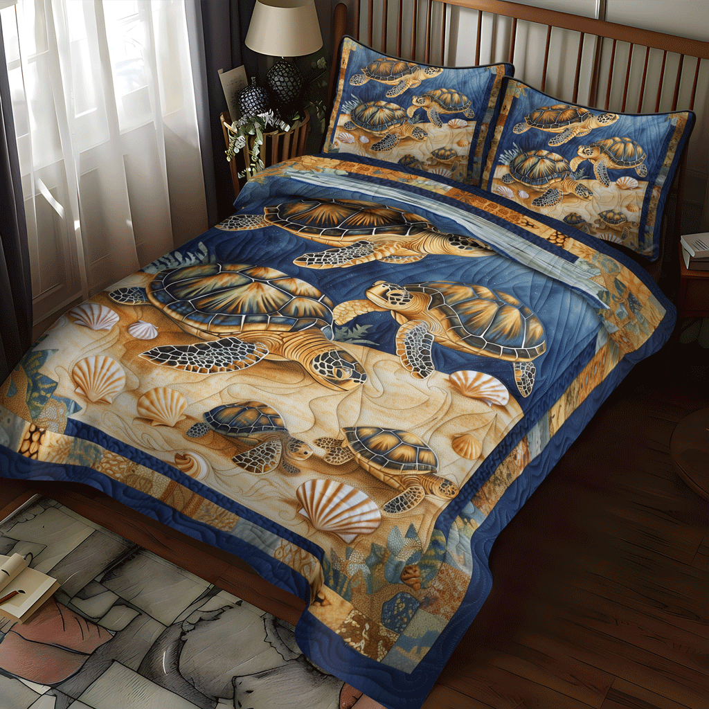 Sea Turtle Cove 3-Piece Quilted Bedding Set NCU0TH1339