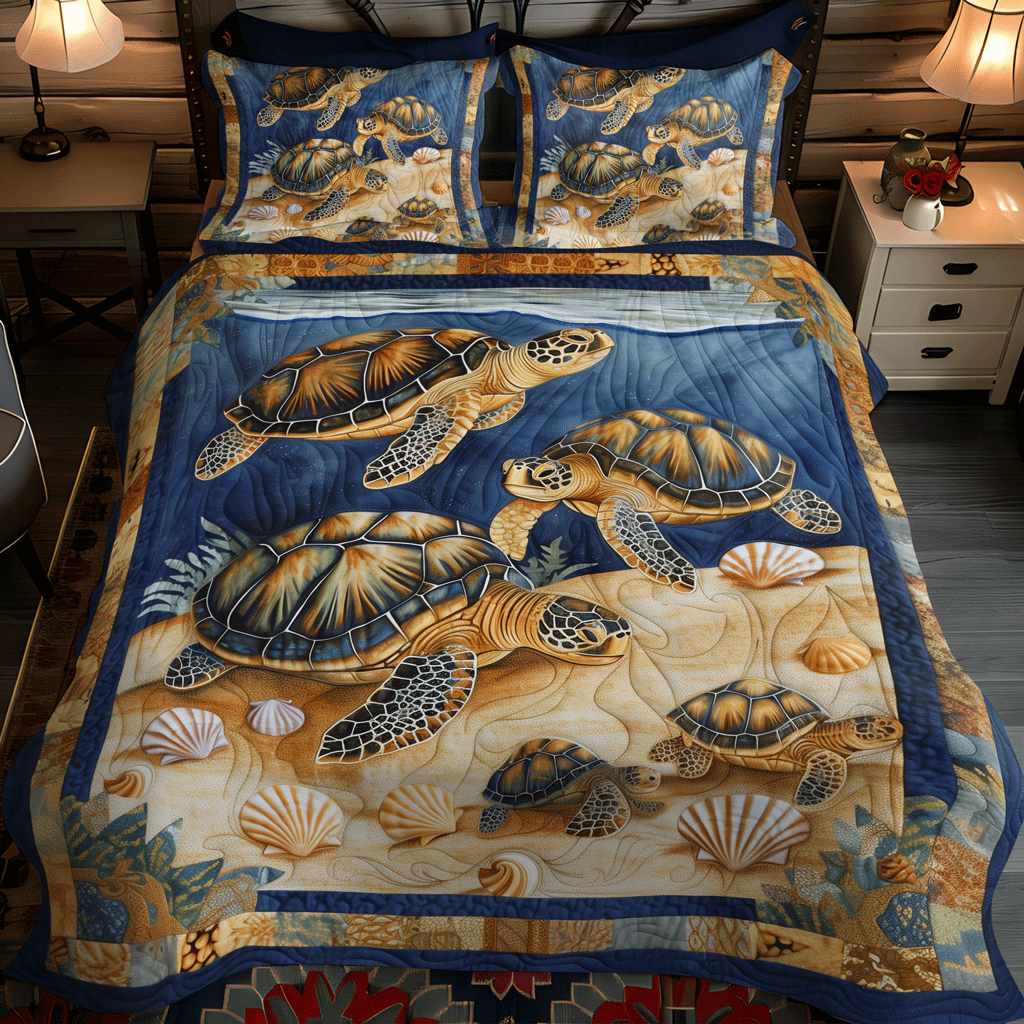 Sea Turtle Cove 3-Piece Quilted Bedding Set NCU0TH1339