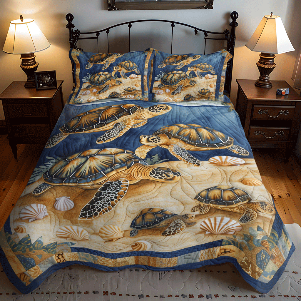 Sea Turtle Cove 3-Piece Quilted Bedding Set NCU0TH1339