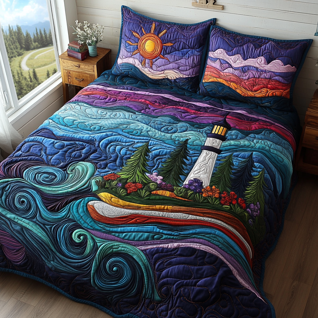 Sunset Swirls 3-Piece Quilted Bedding Set NCU0PVL340