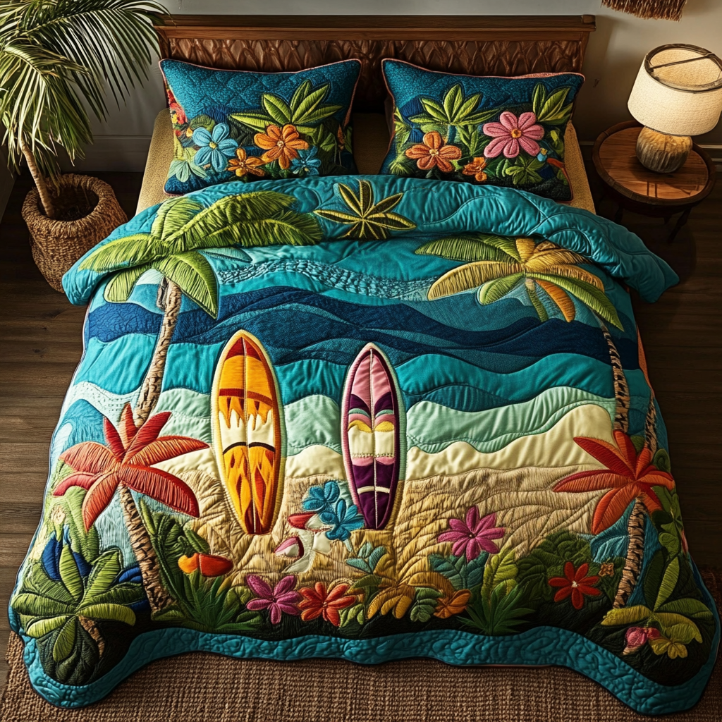 Surfer Paradise 3-Piece Quilted Bedding Set NCU0NVH236