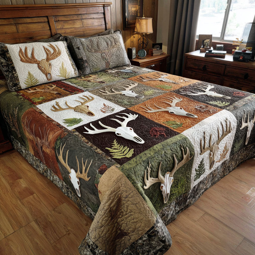Woodland Stag 3-Piece Quilted Bedding Set NCU0PTT2432