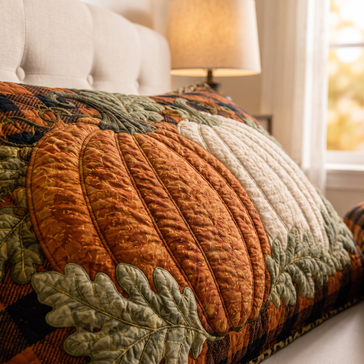 Pumpkin Season 3-Piece Quilted Bedding Set NCU0NTD2070